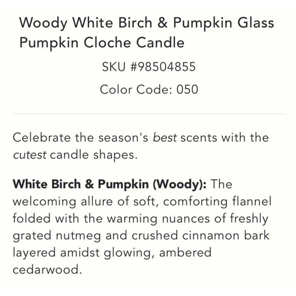 Anthropologie‎ Amber Cloche Candle Woods Pumpkin Cinnamon Scent Fall Autumn Gift